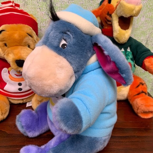 Disney Store Exclusive Christmas Holiday Winnie the Pooh Plush Toys Set of 3 - Picture 5 of 12